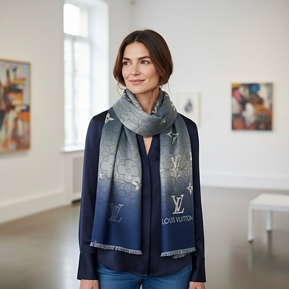 Exquisite Monogram Wrap/Scarf - Ethereal Gradient Collection - Picture 3 of 6